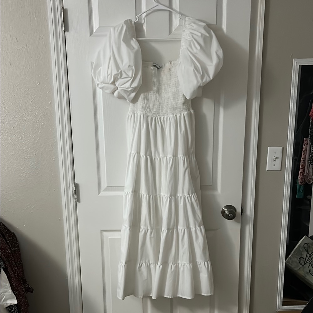 White Puff Sleeve Dress